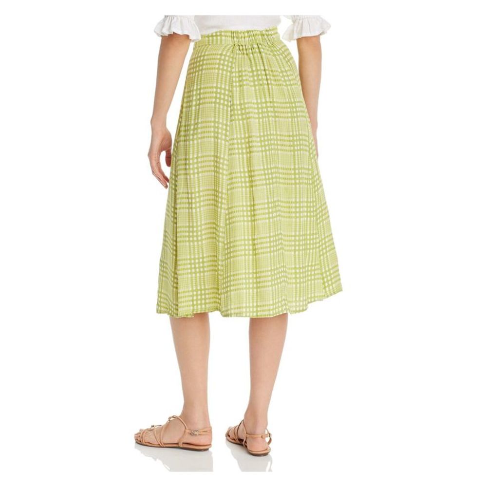 FAITHFULL THE BRAND Womens Green Slitted Plaid Midi A-Line Skirt Size: XS - Picture 2 of 2